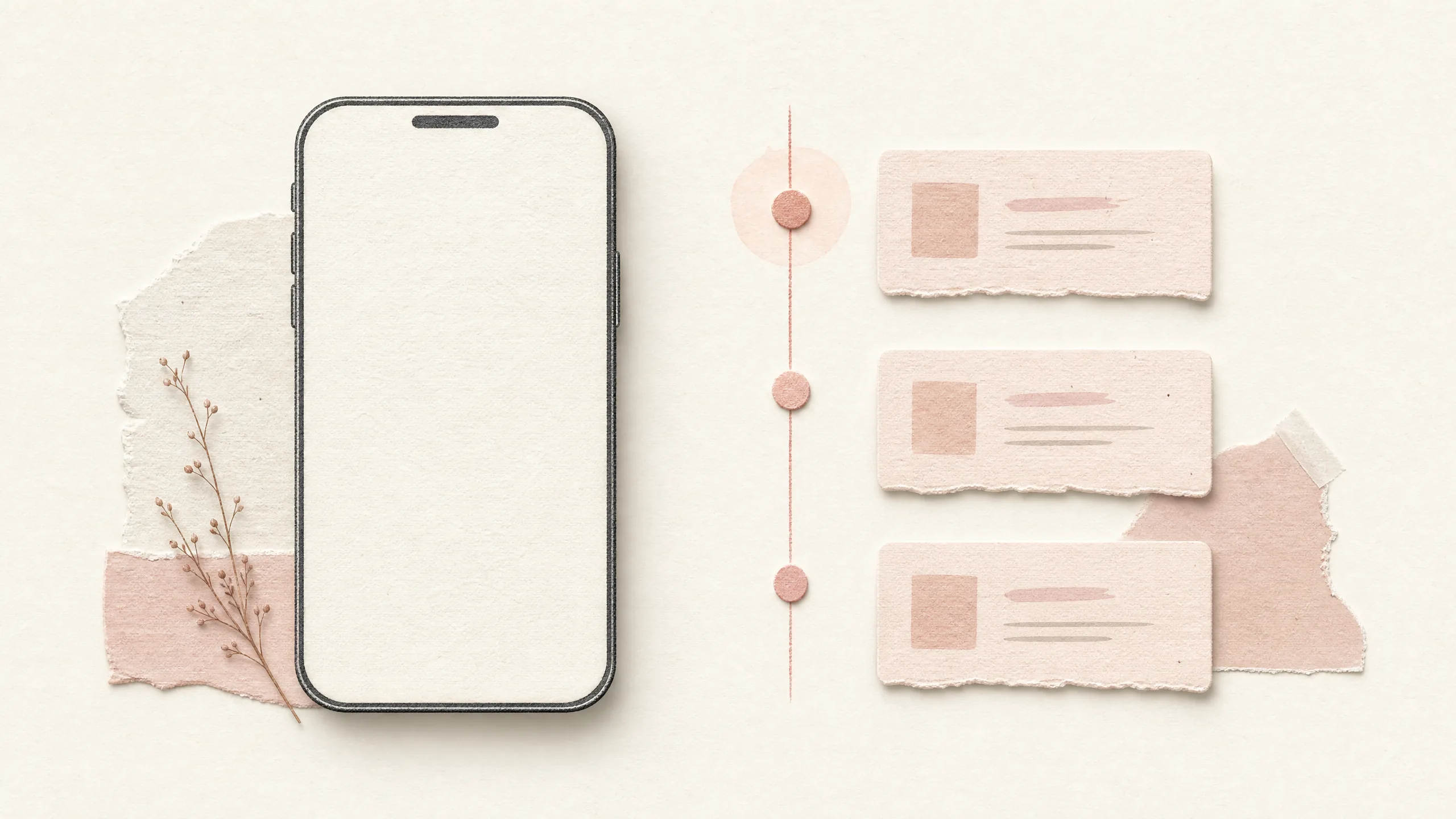 糖心vlog移动端安装说明配图,展示抽象手机与暖粉期次档案卡片